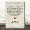 ZZ Top Legs Script Heart Decorative Wall Art Gift Song Lyric Print