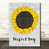 Lou Reed Perfect Day Grey Script Sunflower Decorative Wall Art Gift Song Lyric Print