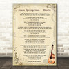 Bruce Springsteen Ghosts Vintage Guitar Decorative Wall Art Gift Song Lyric Print