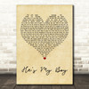 Dan Gillespie Sells, Tom MacRae He's My Boy Vintage Heart Decorative Wall Art Gift Song Lyric Print