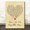 Edith Piaf Non, Je Ne Regrette Rien Vintage Heart Decorative Wall Art Gift Song Lyric Print