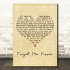 Elvis Presley Forget Me Never Vintage Heart Decorative Wall Art Gift Song Lyric Print
