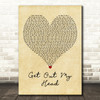 Shane Codd Get Out My Head Vintage Heart Decorative Wall Art Gift Song Lyric Print