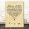 Bon Jovi It's My Life Vintage Heart Decorative Wall Art Gift Song Lyric Print
