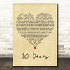 Daði Freyr 10 Years Vintage Heart Decorative Wall Art Gift Song Lyric Print