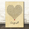 Taylor Swift August Vintage Heart Decorative Wall Art Gift Song Lyric Print
