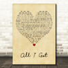 Baekhyun All I Got Vintage Heart Decorative Wall Art Gift Song Lyric Print
