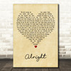 Supergrass Alright Vintage Heart Decorative Wall Art Gift Song Lyric Print