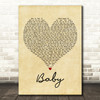Justin Bieber Baby Vintage Heart Decorative Wall Art Gift Song Lyric Print