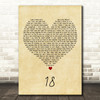 One Direction 18 Vintage Heart Decorative Wall Art Gift Song Lyric Print