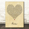 Madonna Rain Vintage Heart Decorative Wall Art Gift Song Lyric Print