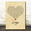 ZZ Top Legs Vintage Heart Decorative Wall Art Gift Song Lyric Print