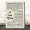 Hedwig & The Angry Inch The Origin Of Love Vintage Script Decorative Wall Art Gift Song Lyric Print