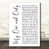 Tony Bennett & Diana Krall My One and Only White Script Decorative Wall Art Gift Song Lyric Print