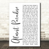 Mike Reno & Ann Wilson Almost Paradise White Script Decorative Wall Art Gift Song Lyric Print