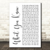 Two Door Cinema Club What You Know White Script Decorative Wall Art Gift Song Lyric Print