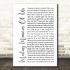 Keith Urban Making Memories Of Us White Script Decorative Wall Art Gift Song Lyric Print