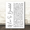 Roy Orbison A Love So Beautiful White Script Decorative Wall Art Gift Song Lyric Print