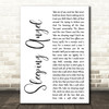 Stevie Nicks Sleeping Angel White Script Decorative Wall Art Gift Song Lyric Print