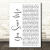 Kenny Chesney You Save Me White Script Decorative Wall Art Gift Song Lyric Print