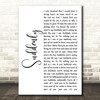 Angry Anderson Suddenly White Script Decorative Wall Art Gift Song Lyric Print