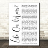 Elton John Tiny Dancer White Script Decorative Wall Art Gift Song Lyric Print