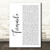 Kae Tempest Firesmoke White Script Decorative Wall Art Gift Song Lyric Print