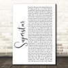 Murray Head Superstar White Script Decorative Wall Art Gift Song Lyric Print