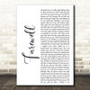 Rod Stewart Farewell White Script Decorative Wall Art Gift Song Lyric Print