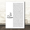 Lightning Seeds Pure White Script Decorative Wall Art Gift Song Lyric Print