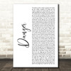 Erykah Badu Danger White Script Decorative Wall Art Gift Song Lyric Print