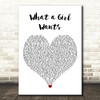 Christina Aguilera What a Girl Wants White Heart Decorative Wall Art Gift Song Lyric Print