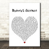 Olivia Rodrigo drivers licence White Heart Decorative Wall Art Gift Song Lyric Print