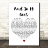Billy Joel And So It Goes White Heart Decorative Wall Art Gift Song Lyric Print