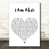 Emi Sunshine I Am Able White Heart Decorative Wall Art Gift Song Lyric Print