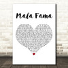Danna Paola Mala Fama White Heart Decorative Wall Art Gift Song Lyric Print