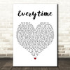 The Twang Everytime White Heart Decorative Wall Art Gift Song Lyric Print