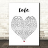 The Kinks Lola White Heart Decorative Wall Art Gift Song Lyric Print