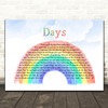 Kirsty MacColl Days Watercolour Rainbow & Clouds Decorative Wall Art Gift Song Lyric Print