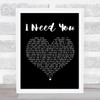 Faith Hill and Tim McGraw I Need You Black Heart Song Lyric Print