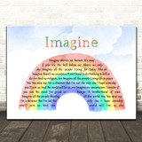 John Lennon Imagine Watercolour Rainbow & Clouds Song Lyric Print