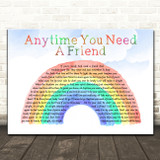 Mariah Carey Anytime You Need a Friend Watercolour Rainbow & Clouds Song Lyric Print