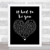 Frank Sinatra It had to be you Black Heart Song Lyric Print