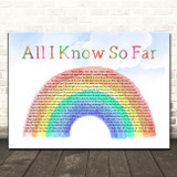 P!nk All I Know So Far Watercolour Rainbow & Clouds Song Lyric Print
