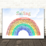 Rod Stewart Sailing Watercolour Rainbow & Clouds Song Lyric Print