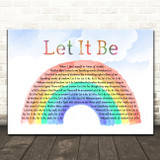 The Beatles Let It Be Watercolour Rainbow & Clouds Song Lyric Print