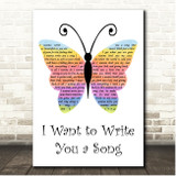 One Direction I Want to Write You a Song Rainbow Butterfly Song Lyric Print