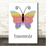Faithless Insomnia Rainbow Butterfly Song Lyric Print