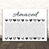 Lonestar Amazed Hearts Black & White Song Lyric Print