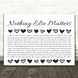 Metallica Nothing Else Matters Hearts Black & White Song Lyric Print